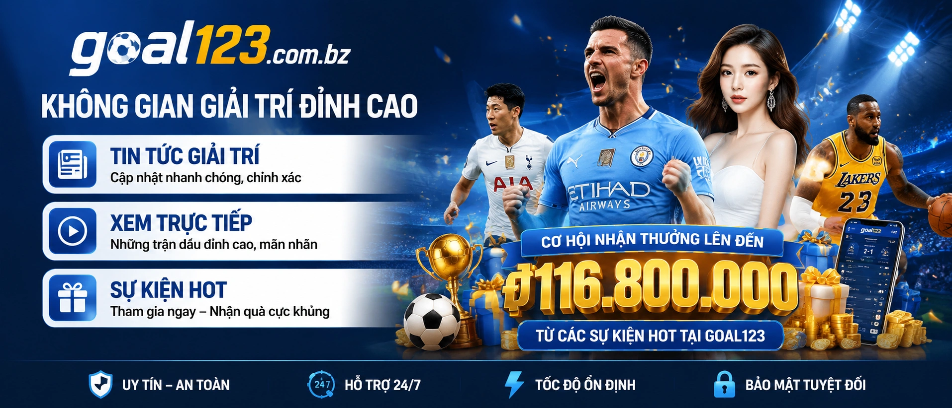Giao diện Goal123 trên trang chủ